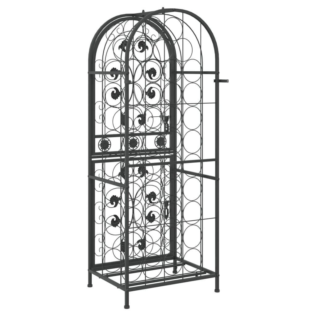 Wine Rack for 41 Bottle Black 45x36x120cm Iron