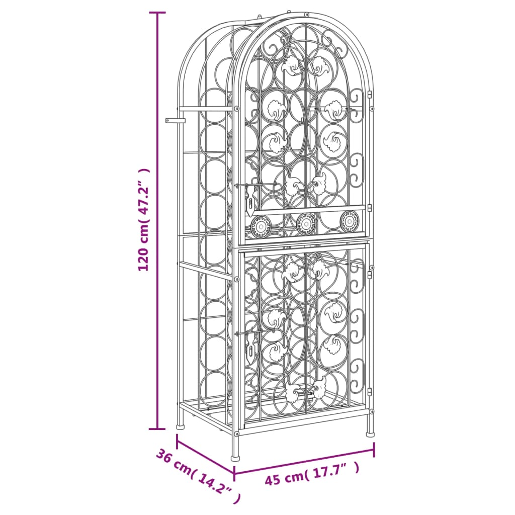 Wine Racks for 41 Bottle Black 45x36x120cm Iron wrought