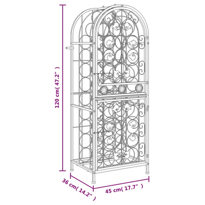Wine Racks for 41 Bottle Black 45x36x120cm Iron wrought