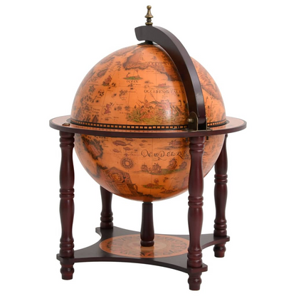 Wine Stand Brown Solid Wood Globe design