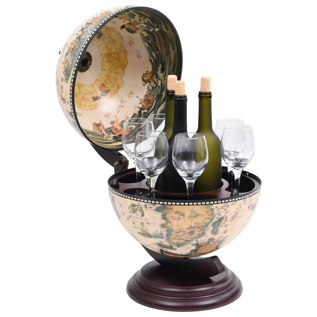 Wine Stand Eucalyptus Wood White - Table Globe shaped