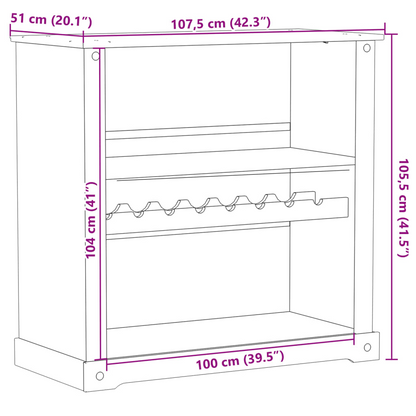 Wine cabinet Corona 107.5x51x105.5 cm Solid pine