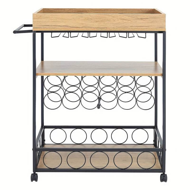 Wooden And Metal Drinks Breakfast Trolley Cart