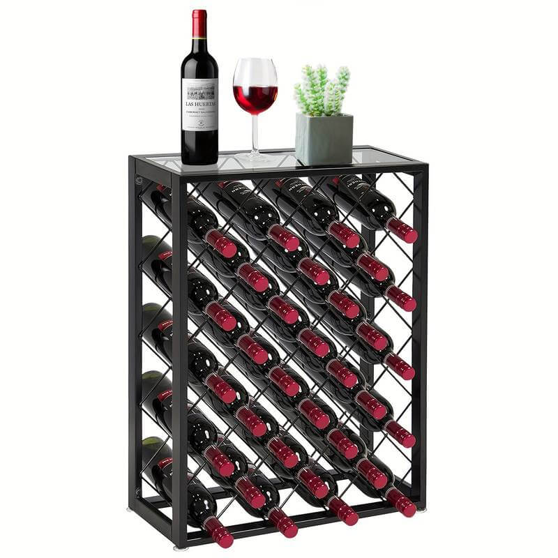 black 32 Bottle Display Wine Racks