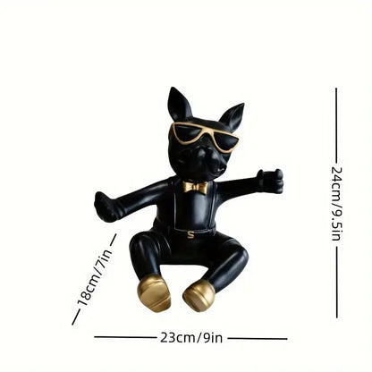 black and gold French Bulldog Wine Rack