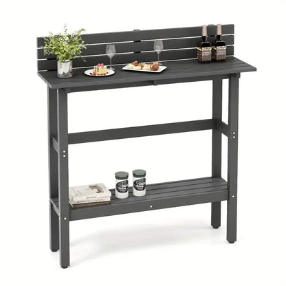 black slatted- Stainless Steel Outdoor Table