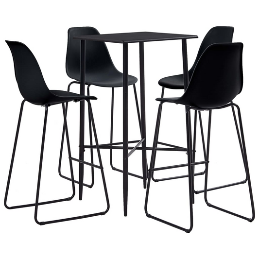 black table and bar stools