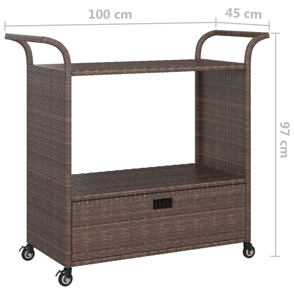 drink Cart with Drawer Brown with wheels