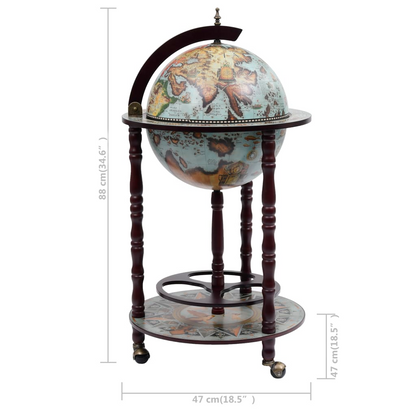 globe wine cabinet Stand Eucalyptus blue Wood