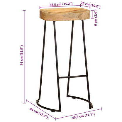 legs wood top - Bar Stools Solid Mango Wood black 