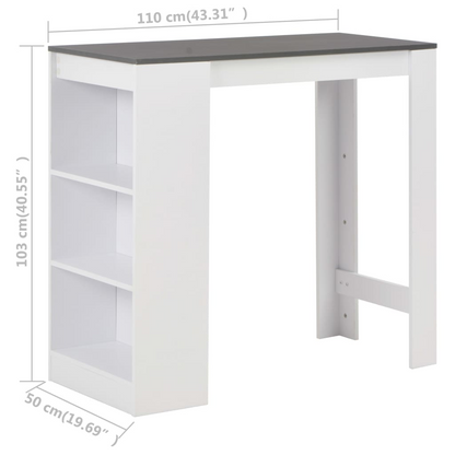 modern bar Table with Shelf White 
