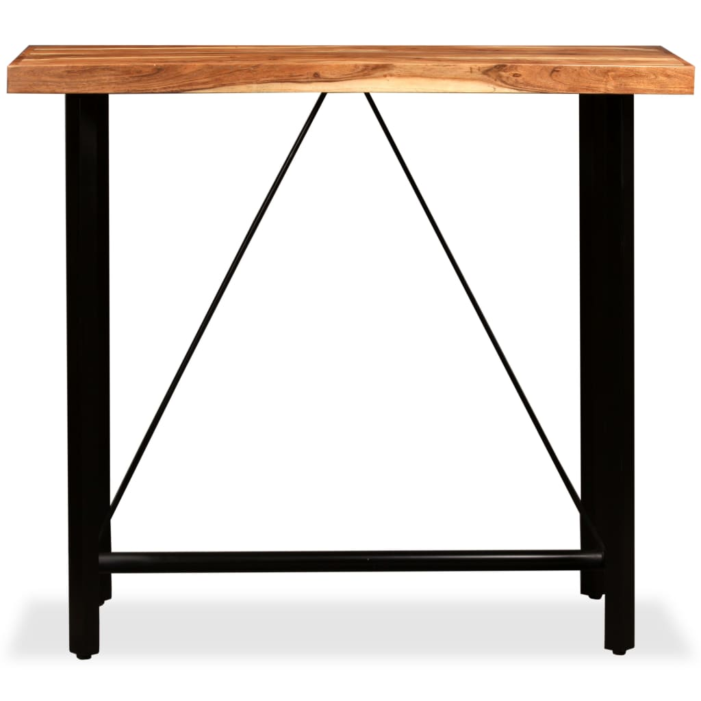 solid Acacia bar table with black legs