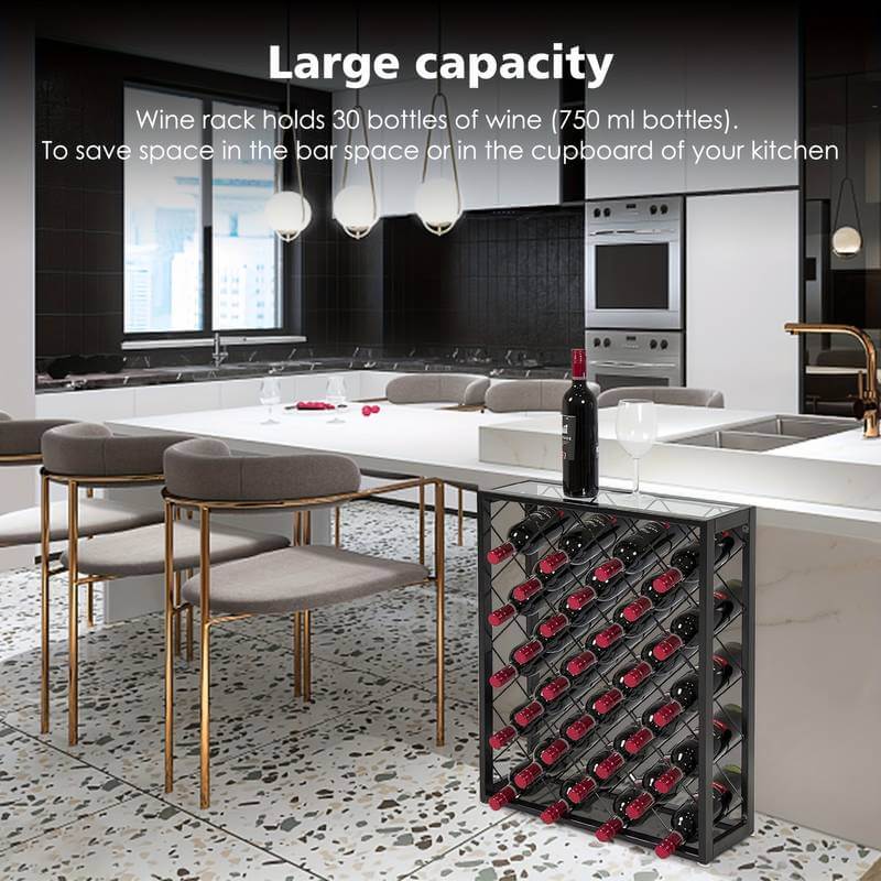 stylish black 32 Bottle Display Wine Rack