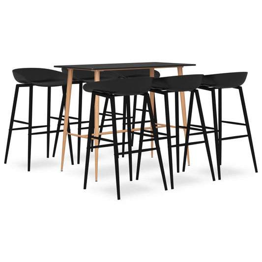 vidaXL 7 Piece Bar Set Black