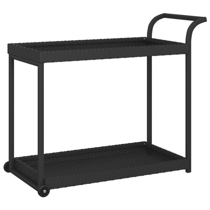 vidaXL Bar Cart Black Poly Rattan