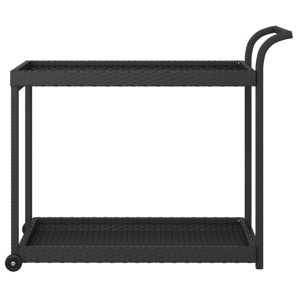 vidaXL Bar Cart Black Poly Rattan trolly