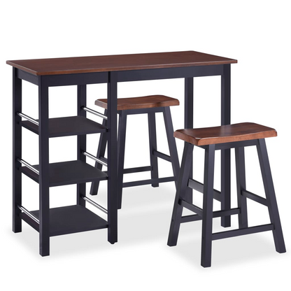 vidaXL Bar Set 3 Pieces MDF Black legs