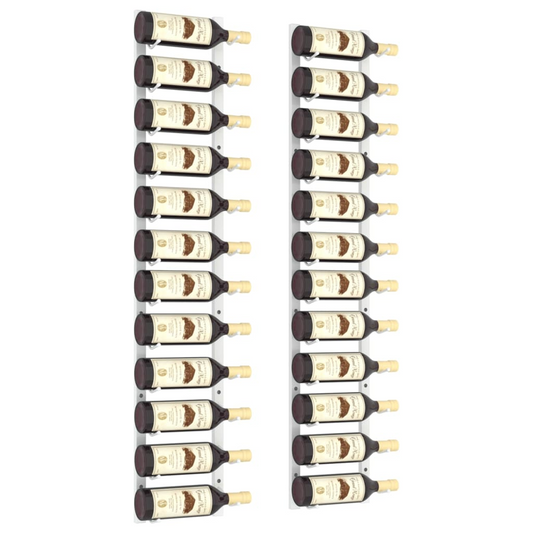 vidaXL Wall Mounted Wine Rack for 12 Bottles 2 pcs White Iron