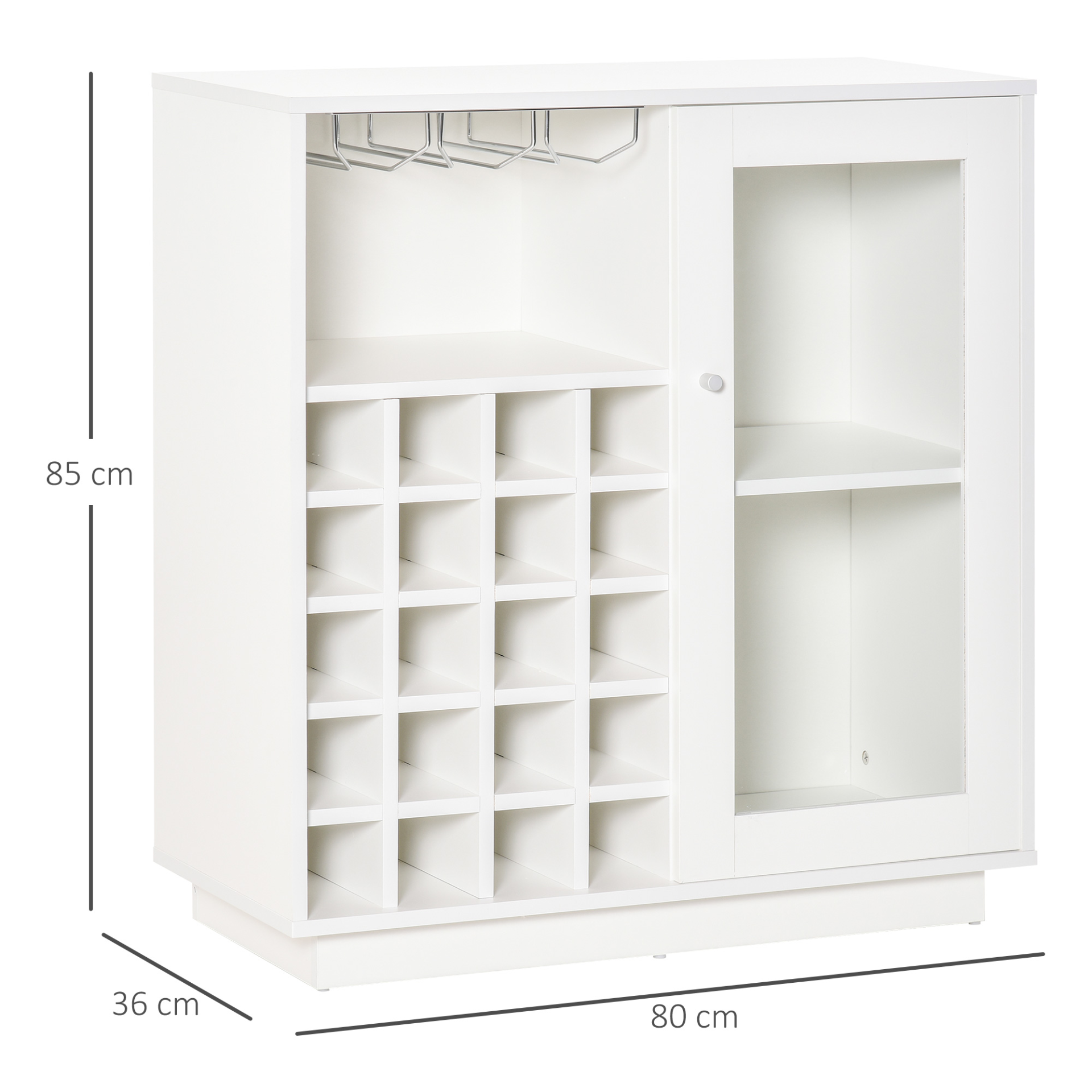 white Sideboard Wine Cabinet Cupboard with Glass Door