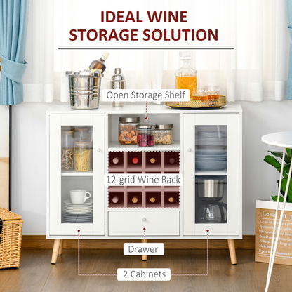 white Storage Cabinet Glass Doors & 12-Bottle 