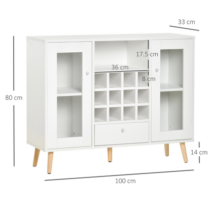 white Storage Cabinet Glass Doors & 12-Bottle Wine Rack
