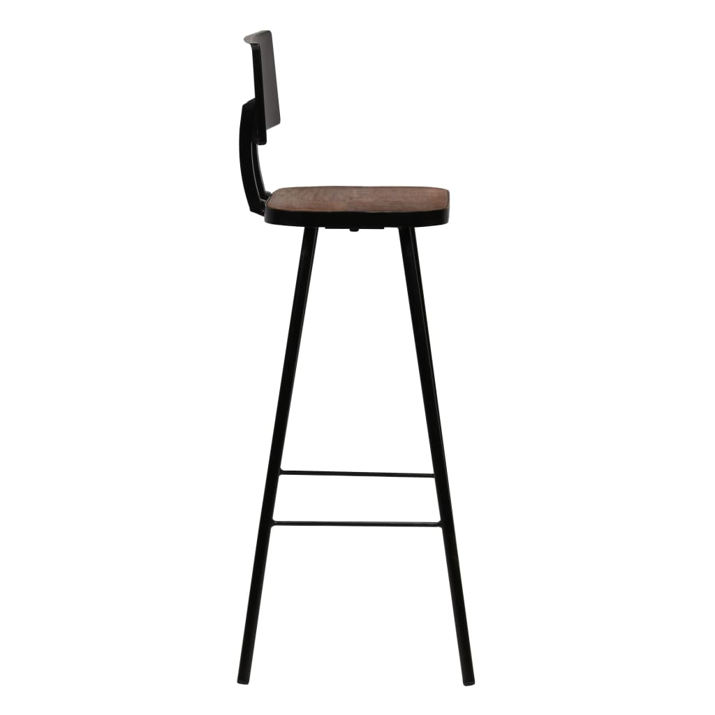 wood and black bar stool set